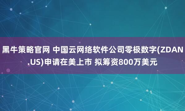 黑牛策略官网 中国云网络软件公司零极数字(ZDAN.US)申请在美上市 拟筹资800万美元