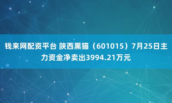 钱来网配资平台 陕西黑猫（601015）7月25日主力资金净卖出3994.21万元